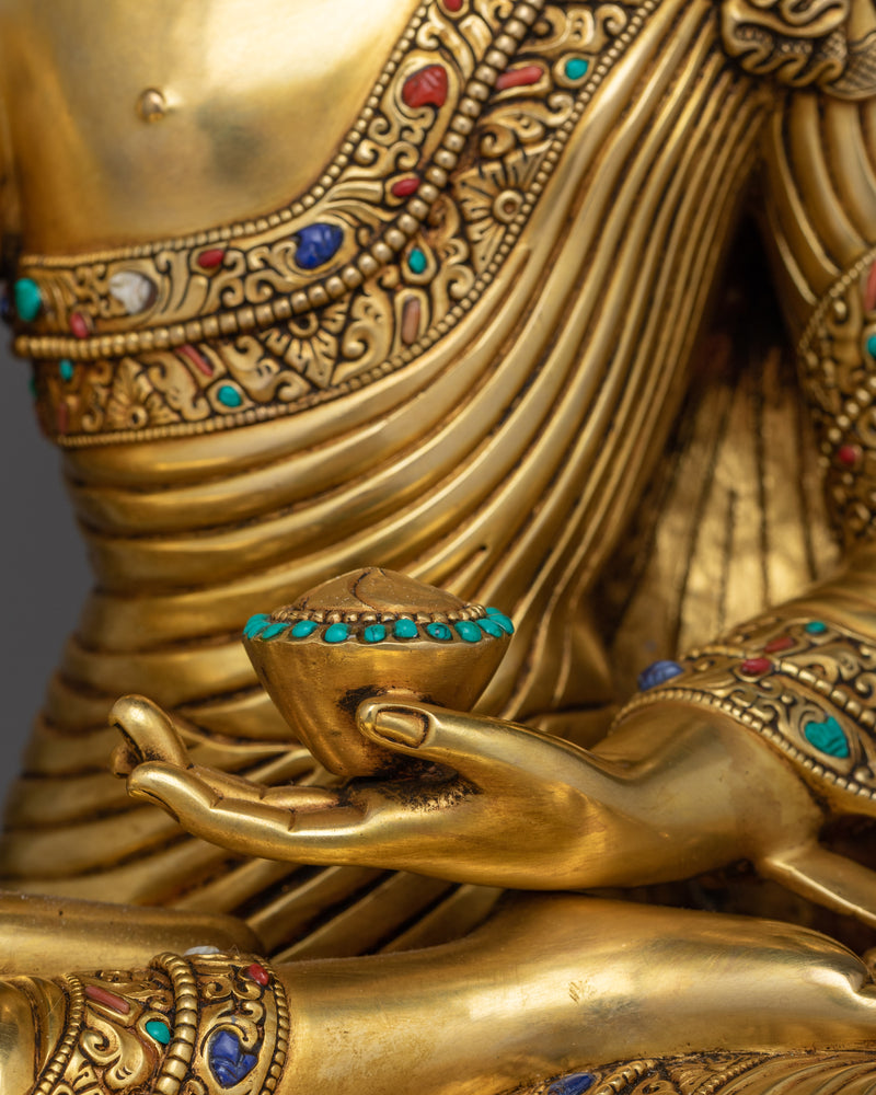 Handcrafted Shakyamuni Buddha Gold Gilded Statue | Embodiment of Enlightenment and Peace