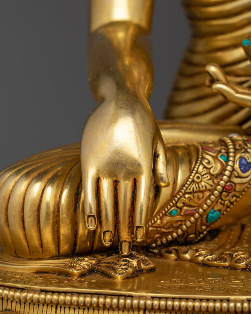 Handcrafted Shakyamuni Buddha Gold Gilded Statue | Embodiment of Enlightenment and Peace