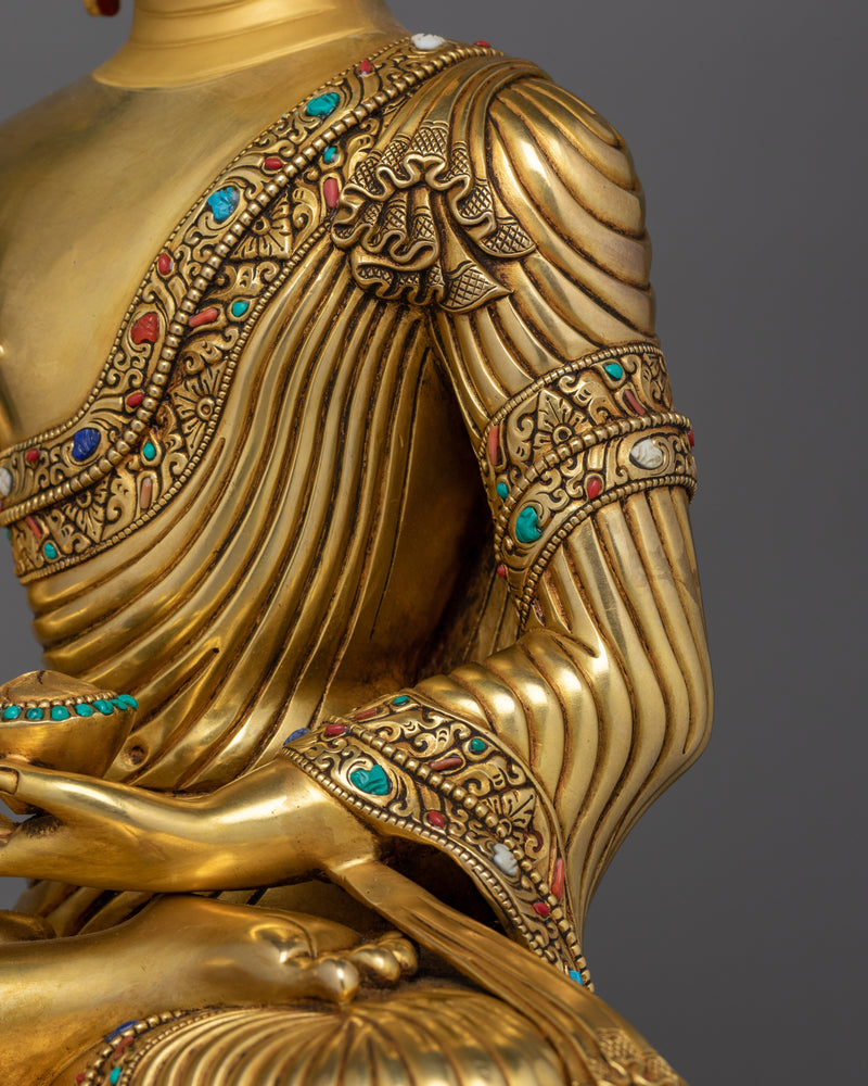 Handcrafted Shakyamuni Buddha Gold Gilded Statue | Embodiment of Enlightenment and Peace