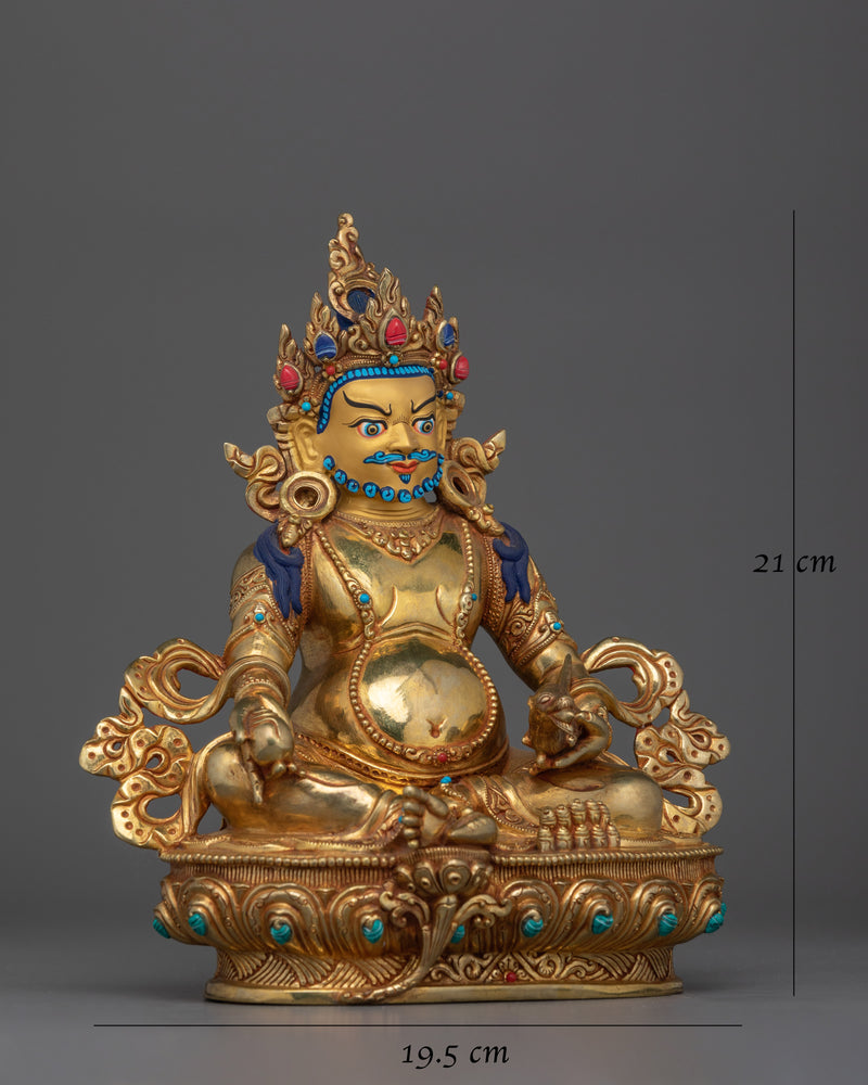 Handcrafted Jewels Deity Dzambhala Statue | Embodiment of Wealth and Compassion