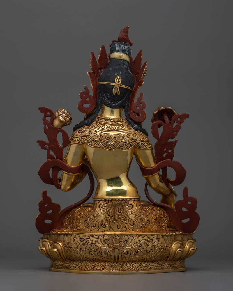 White Tara Nepalese Hand Carved Statue | Guardian of Compassionate Healing