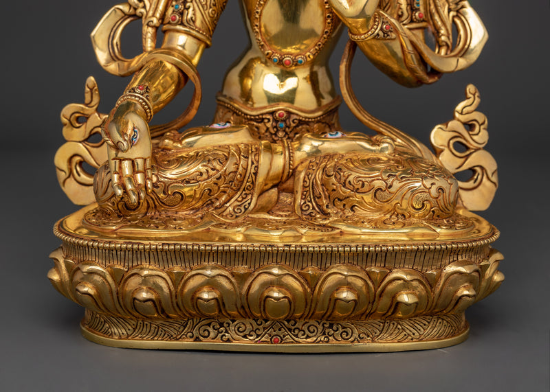 White Tara Nepalese Hand Carved Statue | Guardian of Compassionate Healing