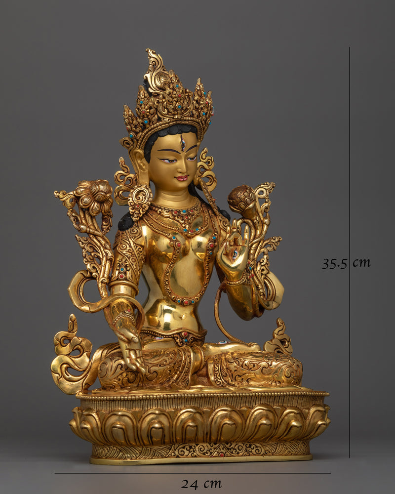 White Tara Nepalese Hand Carved Statue | Guardian of Compassionate Healing