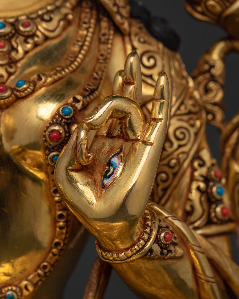 White Tara Nepalese Hand Carved Statue | Guardian of Compassionate Healing