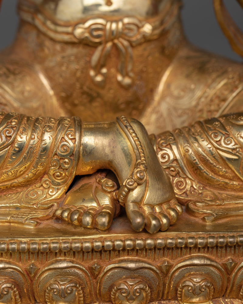 Kshitigarbha Buddhist Gold Gilded Statue | Guardian of the Earth