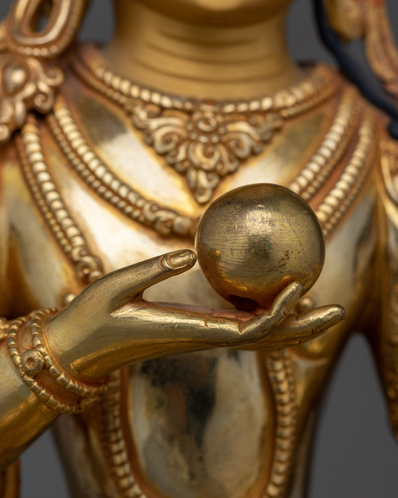 Kshitigarbha Buddhist Gold Gilded Statue | Guardian of the Earth