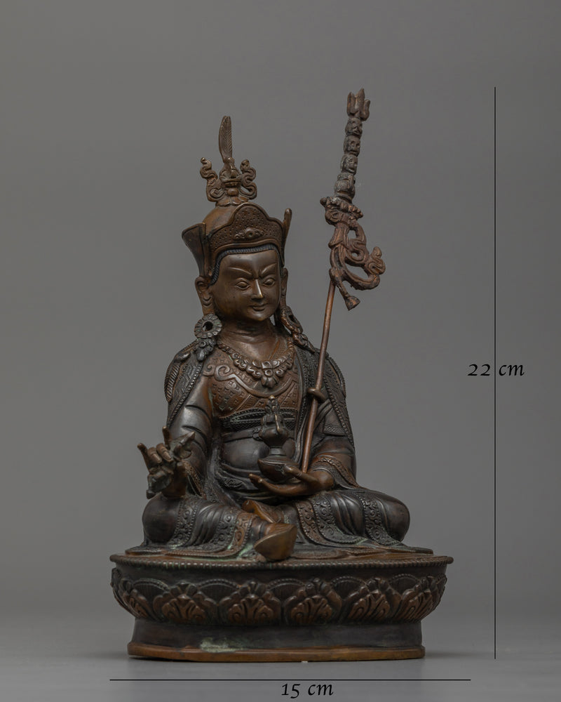 Guru Rinpoche Handmade Dark Oxidized Statue | The Precious Master