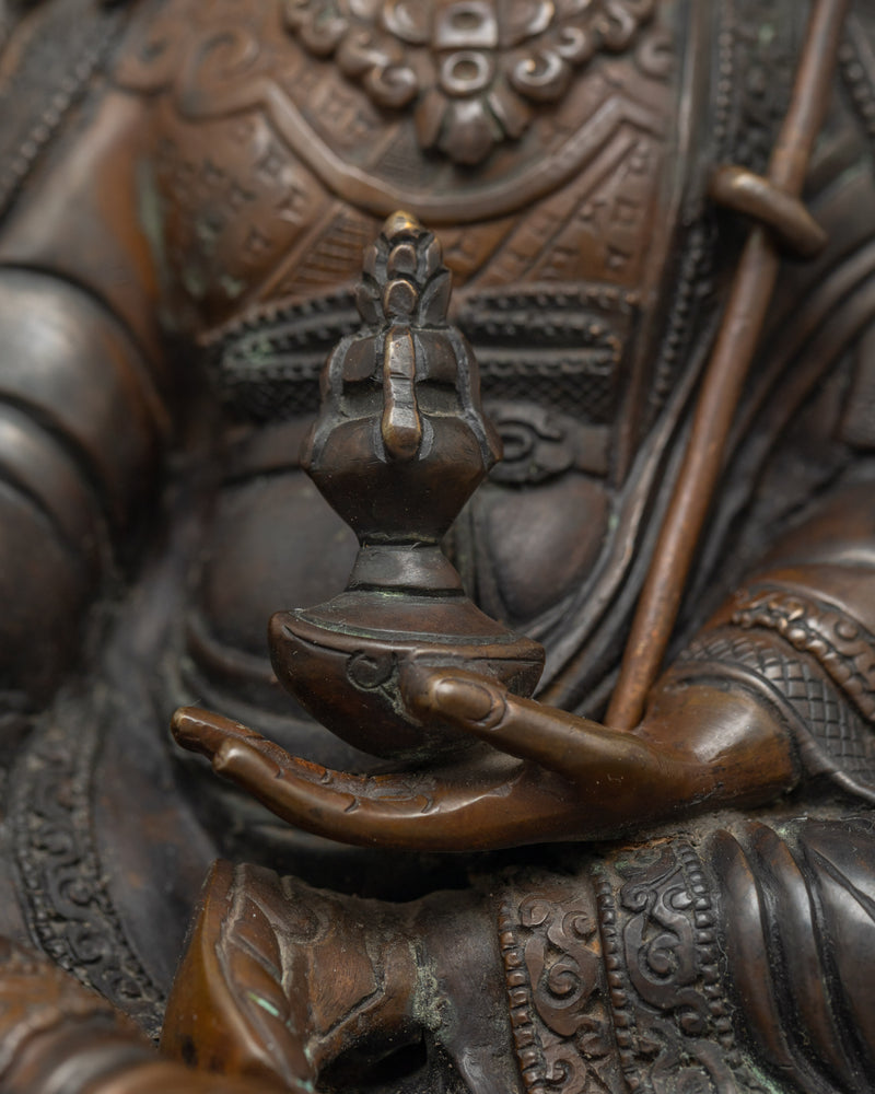 Guru Rinpoche Handmade Dark Oxidized Statue | The Precious Master