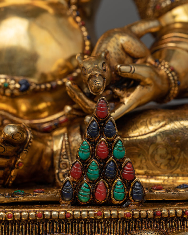 Handmade Dzambhala Gold Gilded Copper Statue | Deity of Wealth and Prosperity