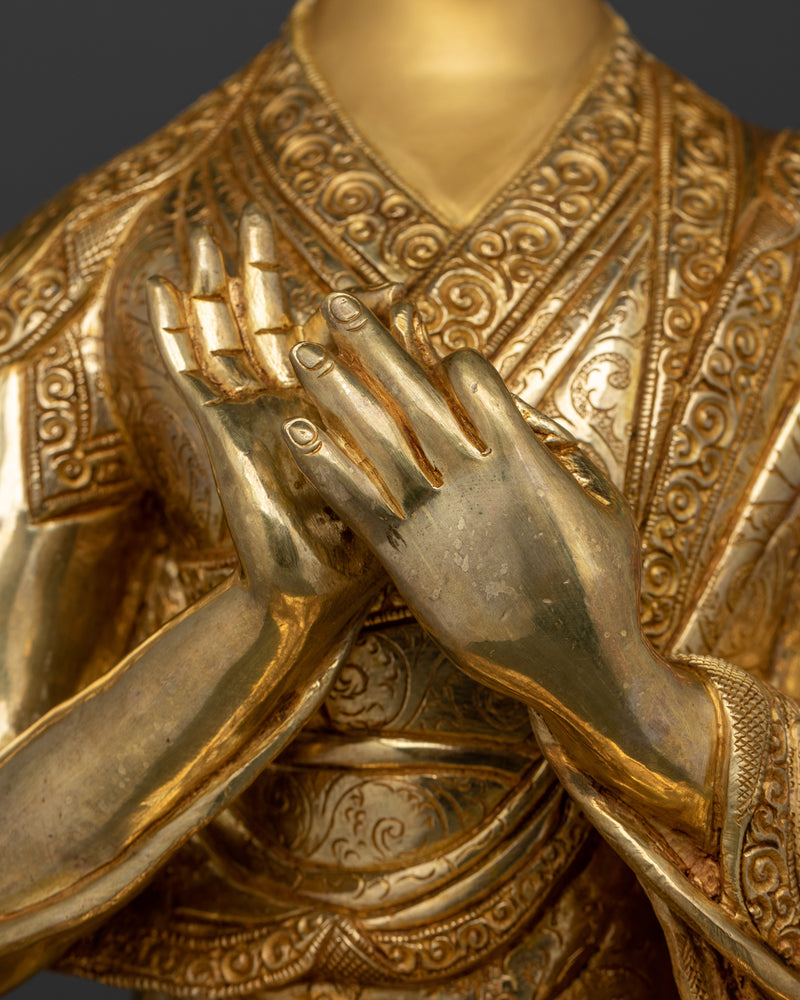 Tsongkhapa and His Two Disciples | Handcrafted Elegance in Copper and Gold