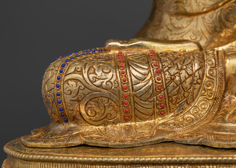 Gelug Guru Je Tsongkhapa Statue | Handcrafted Elegance in Copper and Gold