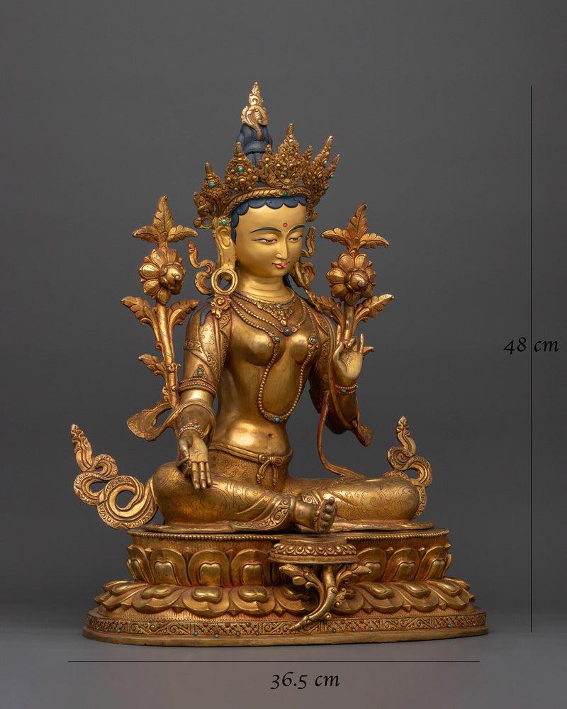 Green Tara a Handmade Nepalese Statue | Embodiment of Compassion and Action