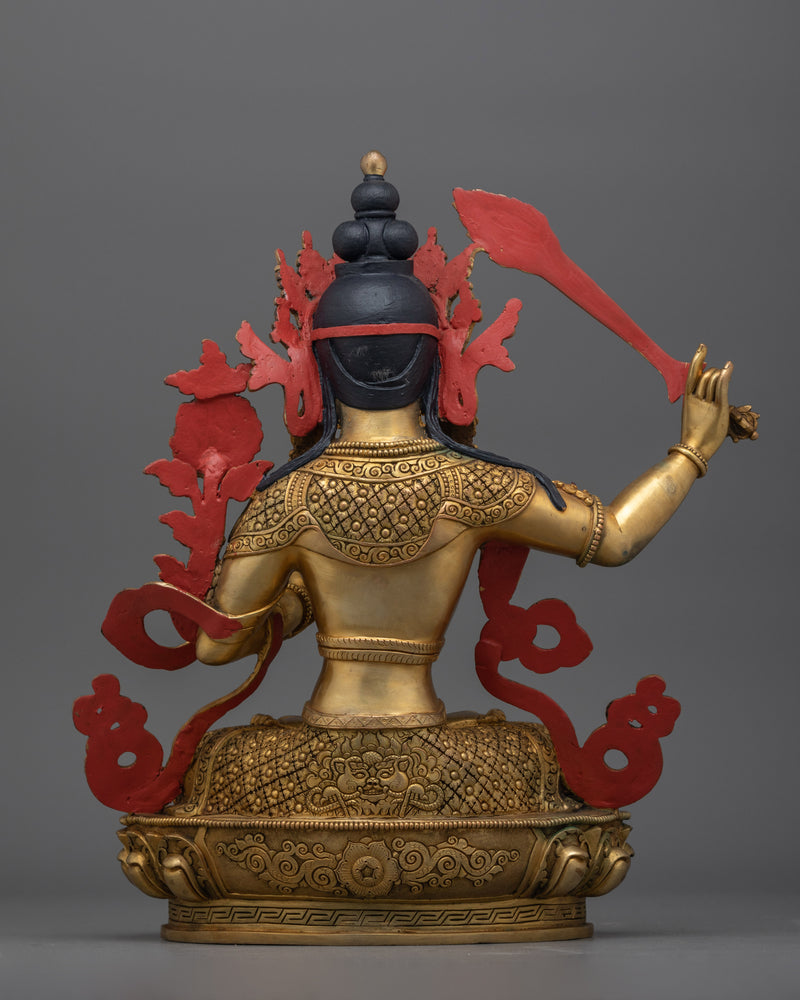 Handcrafted Buddhist Deity Manjushri Statue | Embodiment of Wisdom and Enlightenment