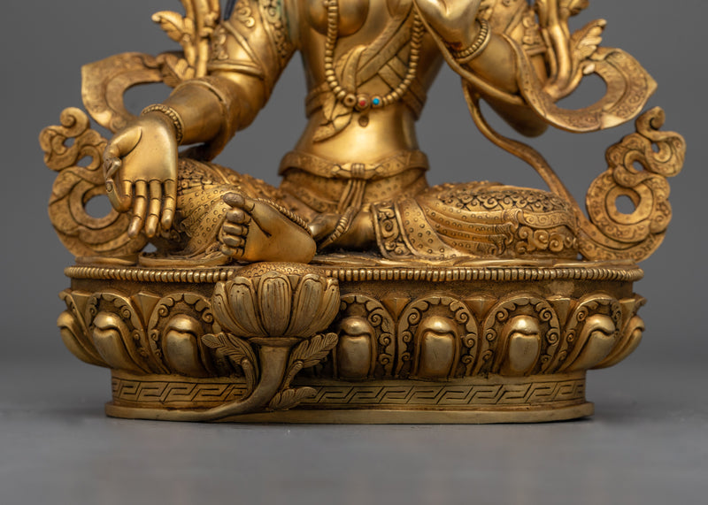 Nepalese Handmade Green Tara Statue | Embodiment of Compassion and Swift Action