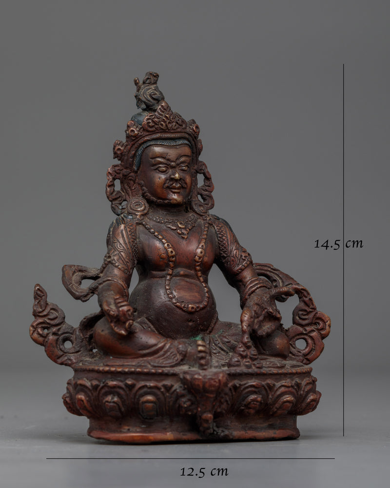 Dzambhala Oxidized Small Handmade Statue | Embodiment of Wealth and Prosperity