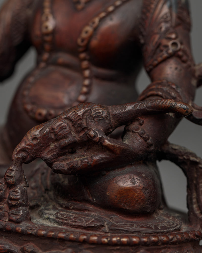 Dzambhala Oxidized Small Handmade Statue | Embodiment of Wealth and Prosperity