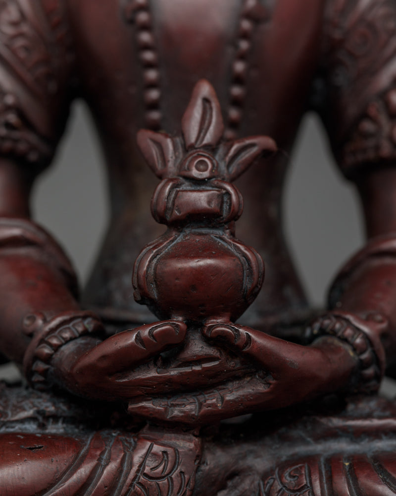 Amitayus A Small Handmade Oxidized Statue | Embodiment of Longevity and Wisdom