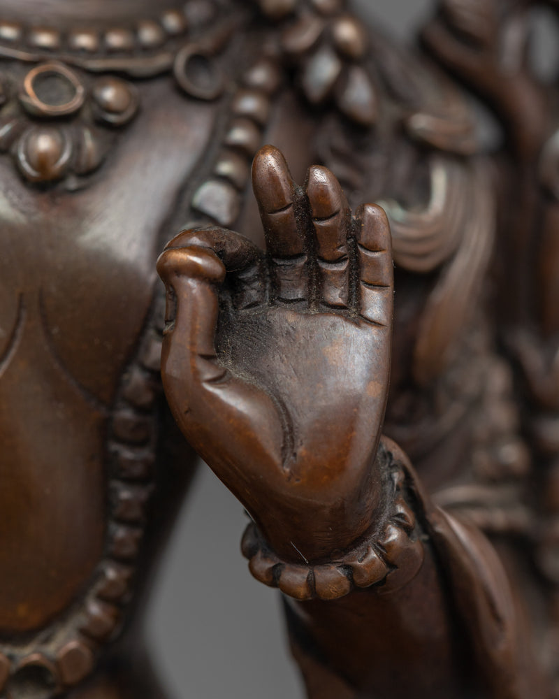 Manjushri Oxidized Handmade Small Statue | Embodiment of Wisdom and Enlightenment