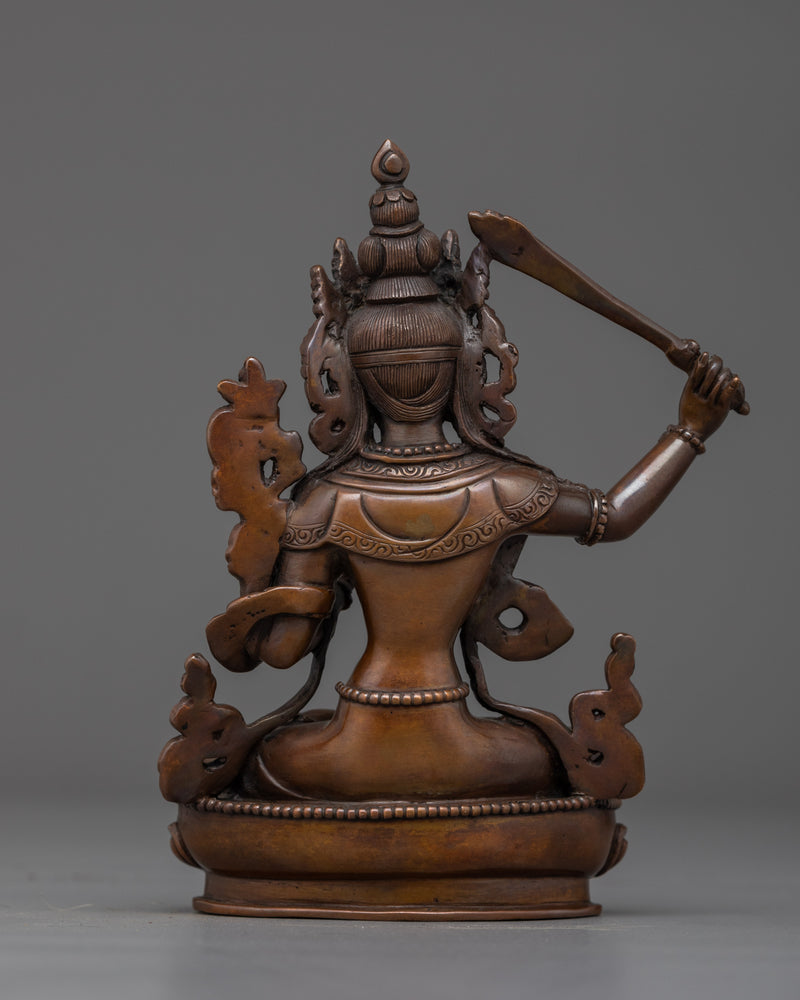 Manjushri Oxidized Handmade Small Statue | Embodiment of Wisdom and Enlightenment