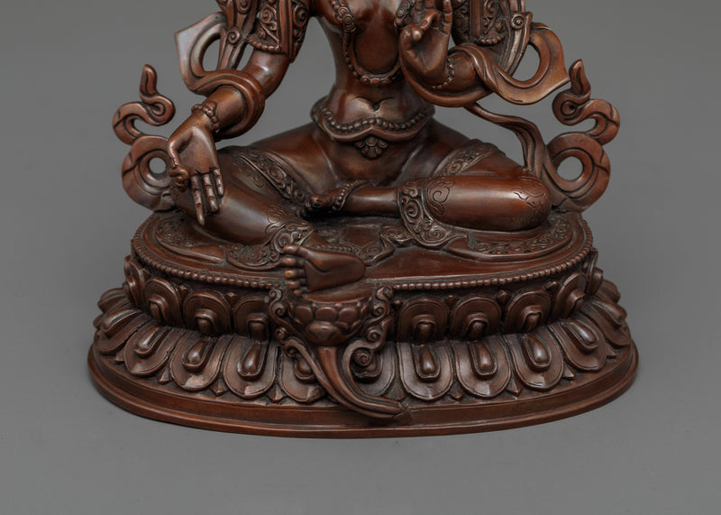 Green Tara Handmade Small Oxidized Statue | Embodiment of Compassion and Protection