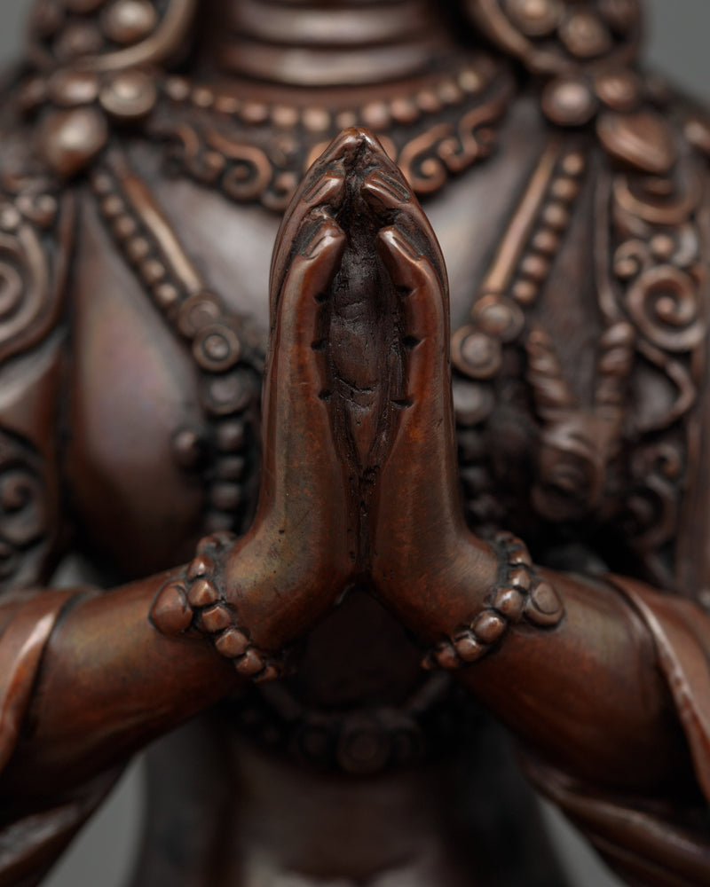 Chenrezig Oxidized Handmade Small Statue | Symbol of Divine Compassion and Mercy