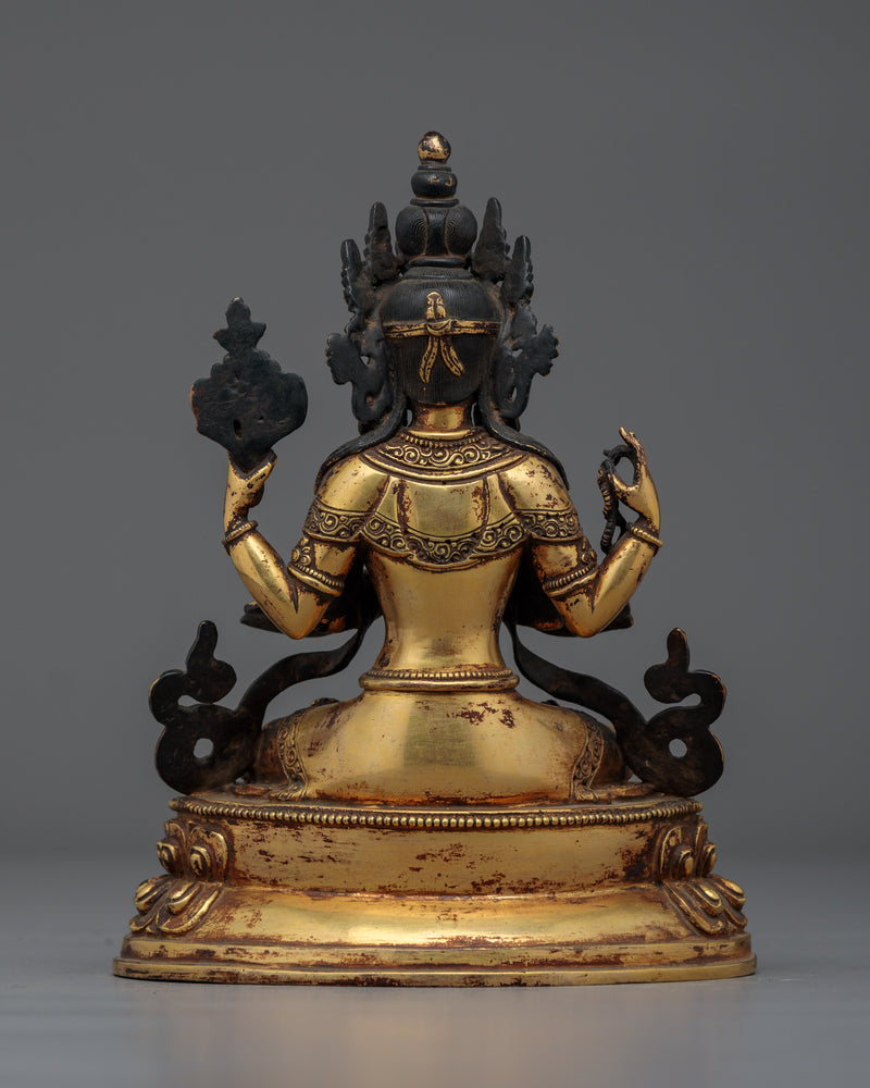 Chenrezig Antique Handmade Statue | Emblem of Compassion and Serenity