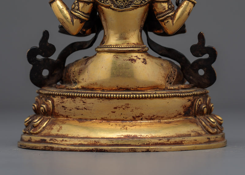 Chenrezig Antique Handmade Statue | Emblem of Compassion and Serenity