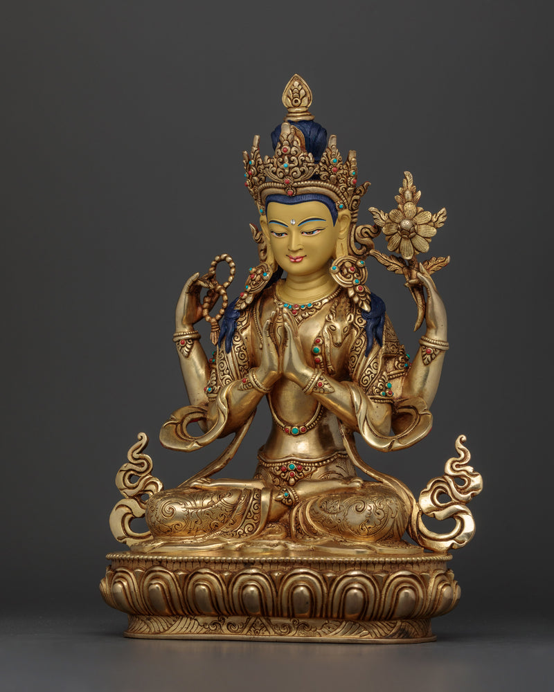 Chenrezig Beautiful Copper Statue | Compassionate Bodhisattva