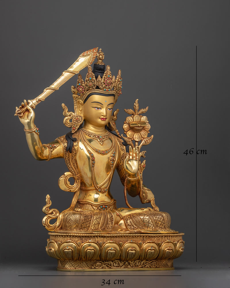 Triple Layer 24K Gold Gilded Manjushri