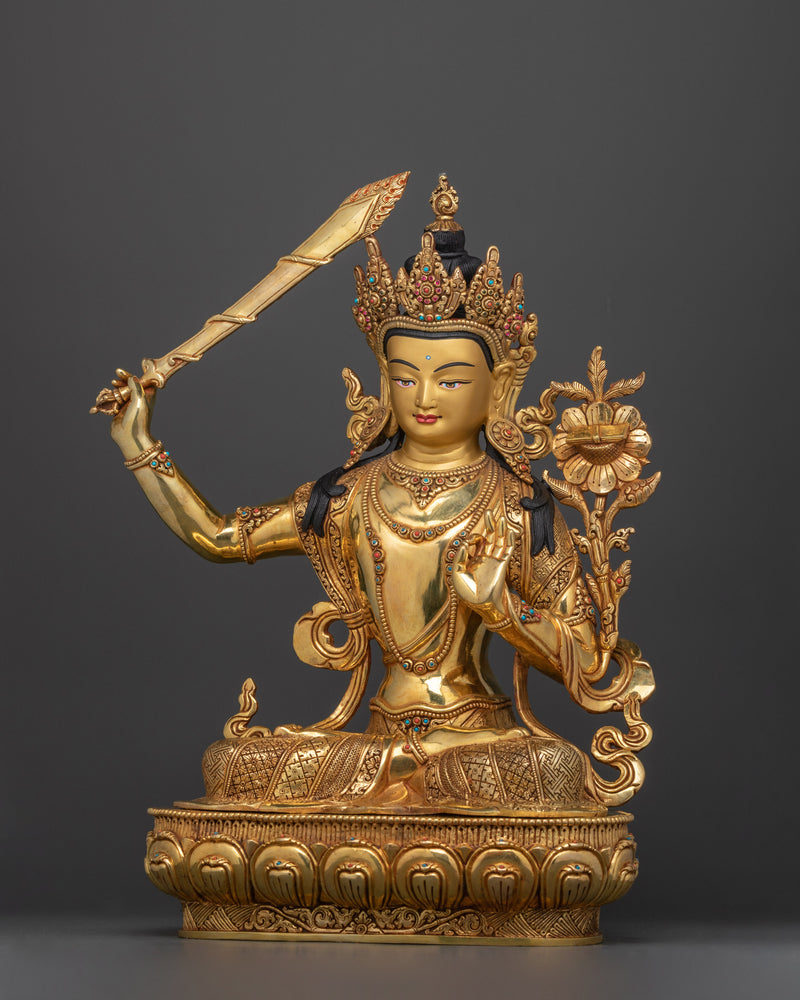 Triple Layer 24K Gold Gilded Manjushri | The Bodhisattva of Wisdom