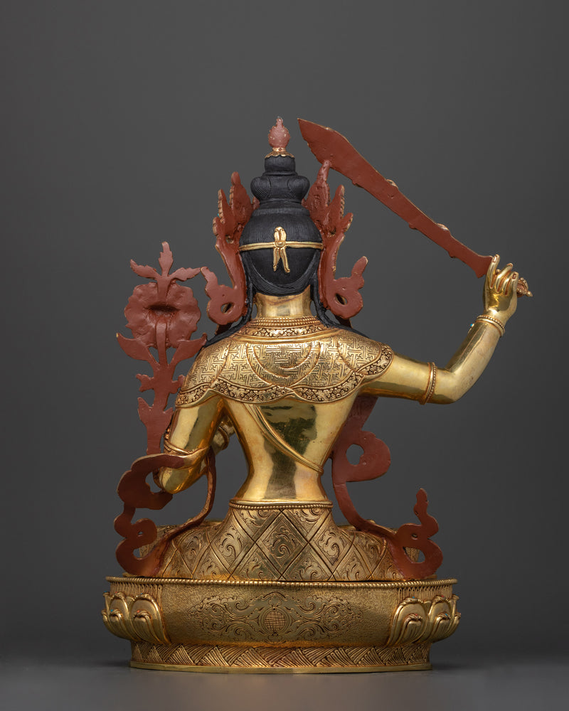 Triple Layer 24K Gold Gilded Manjushri | The Bodhisattva of Wisdom