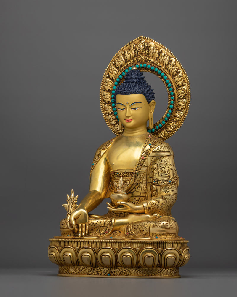 Buddha of Medicine Bhaisajyaguru | A Healing Presence in Gold Gilded Glory