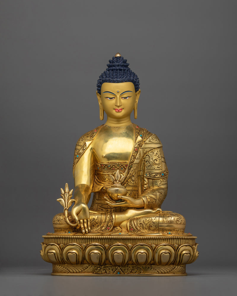 Buddha of Medicine Bhaisajyaguru | A Healing Presence in Gold Gilded Glory