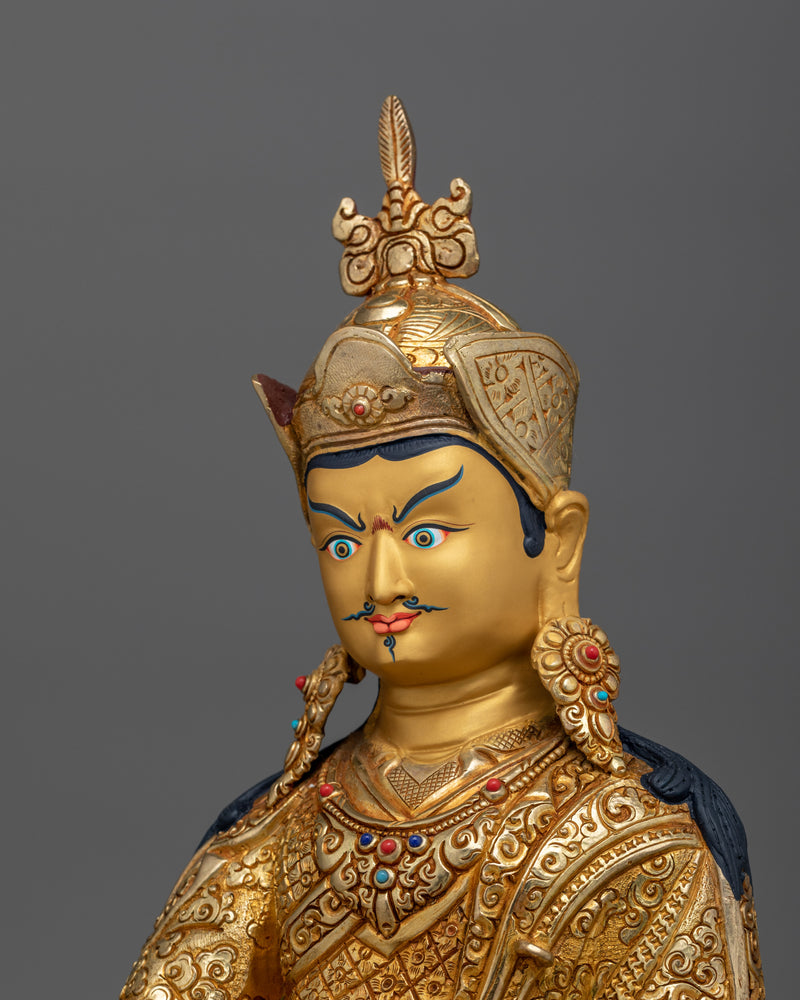 Padmasambhava Beautiful Sculpture | Artwork of 24K Gold Gilded Craftsmanship