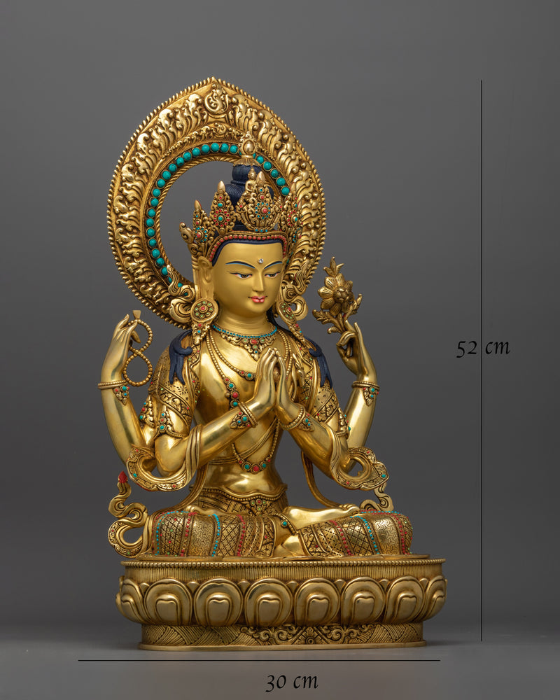 four-armed-chenrezig-sculpture-for-buddhist-shrine