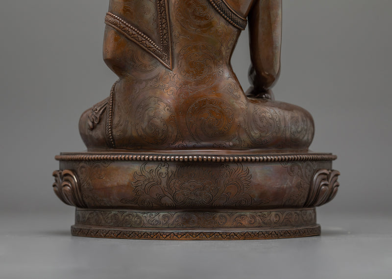 12 Inch Shakyamuni Buddha Statue | Oxidized Copper Body Sculpture