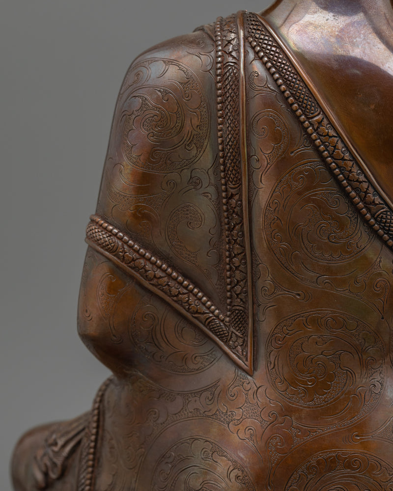 12 Inch Shakyamuni Buddha Statue | Oxidized Copper Body Sculpture