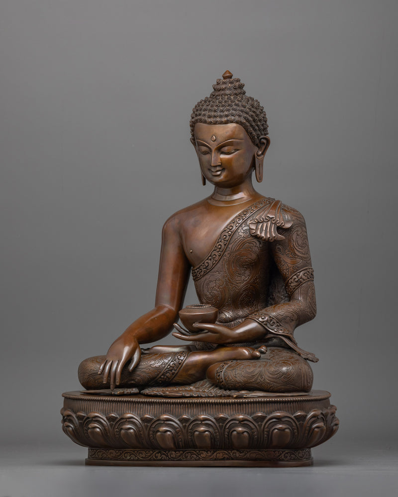 Handcrafted Oxidized Copper Shakyamuni Buddha | The Enlightened One in Majestic Form