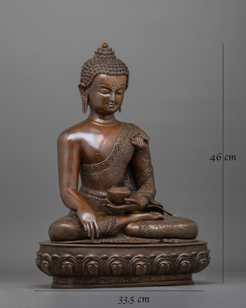 Handcrafted Oxidized Copper Shakyamuni Buddha