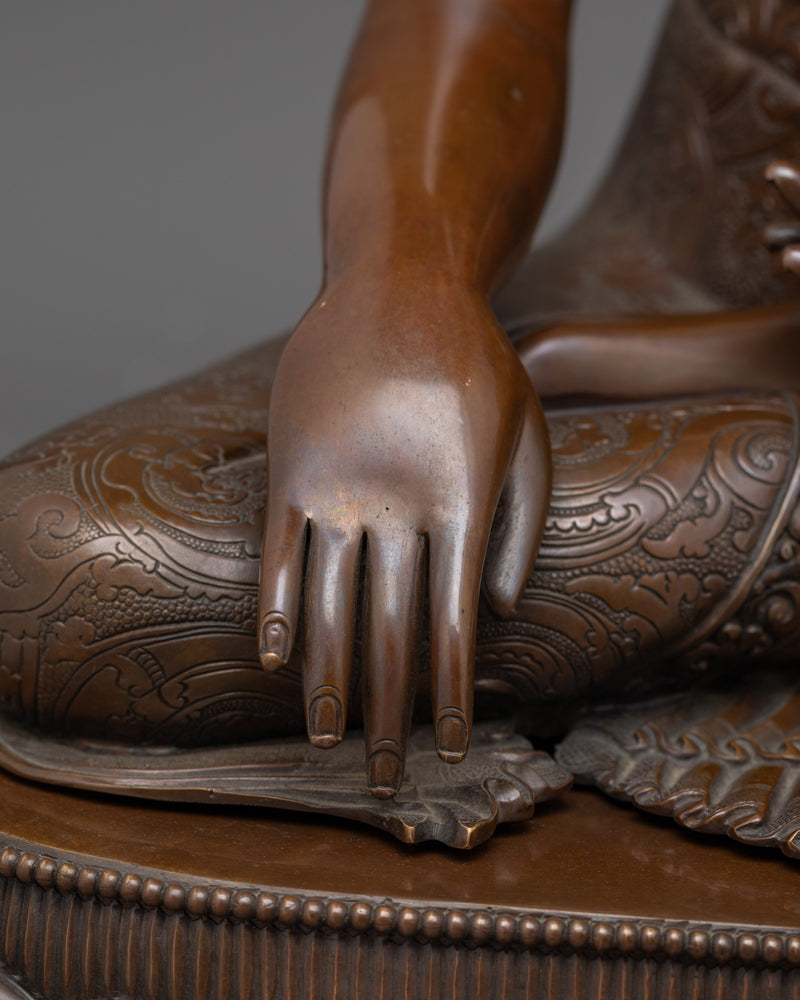 Handcrafted Oxidized Copper Shakyamuni Buddha | The Enlightened One in Majestic Form