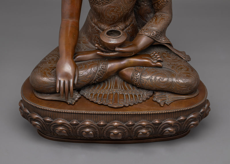 Handcrafted Oxidized Copper Shakyamuni Buddha | The Enlightened One in Majestic Form