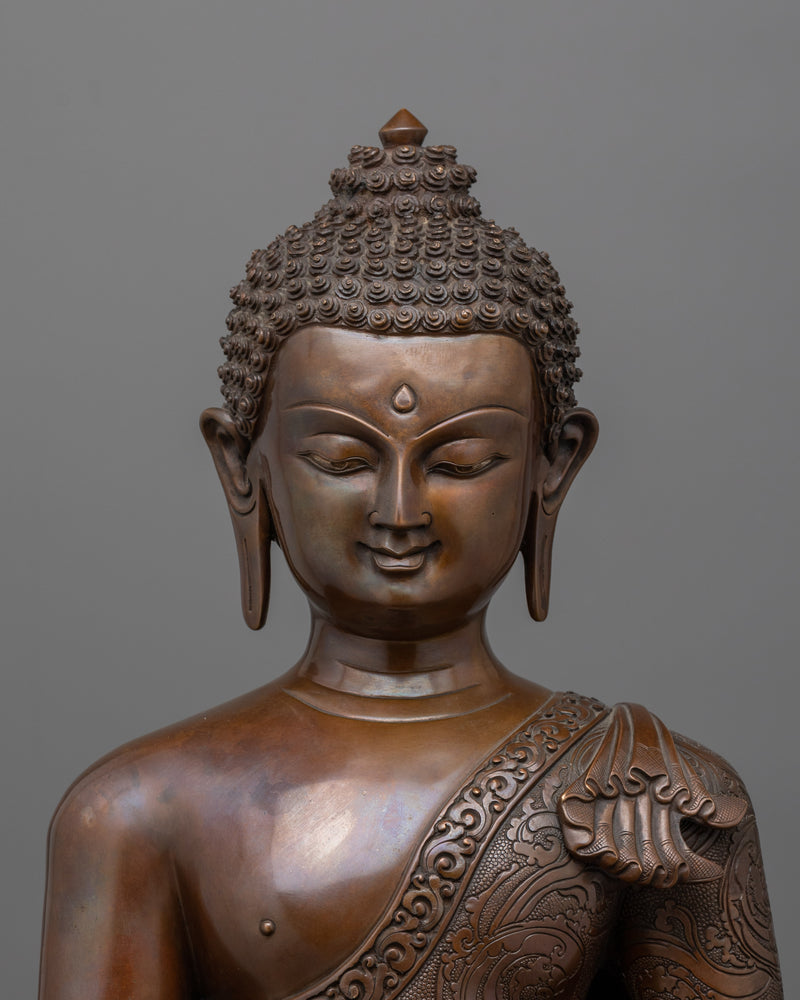 Handcrafted Oxidized Copper Shakyamuni Buddha | The Enlightened One in Majestic Form