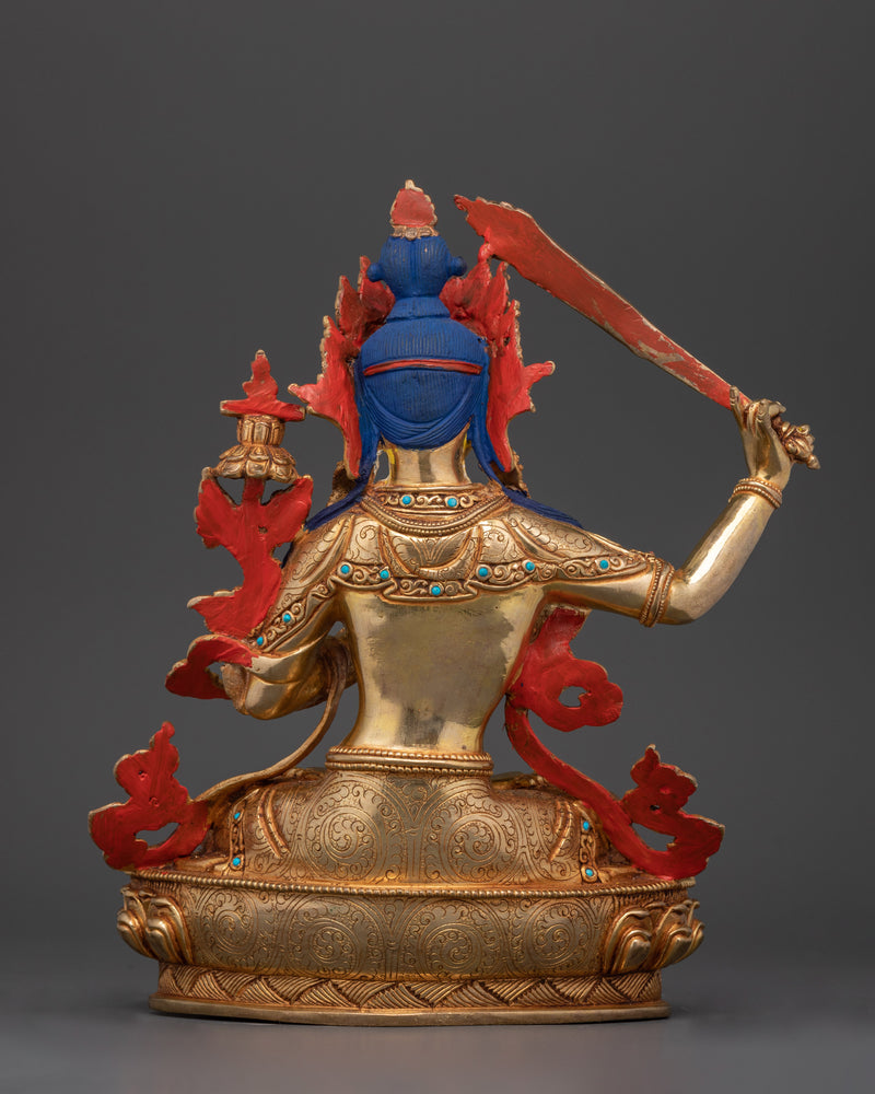 The Bodhisattva of Wisdom | Manjushri Gold Gilded Statue