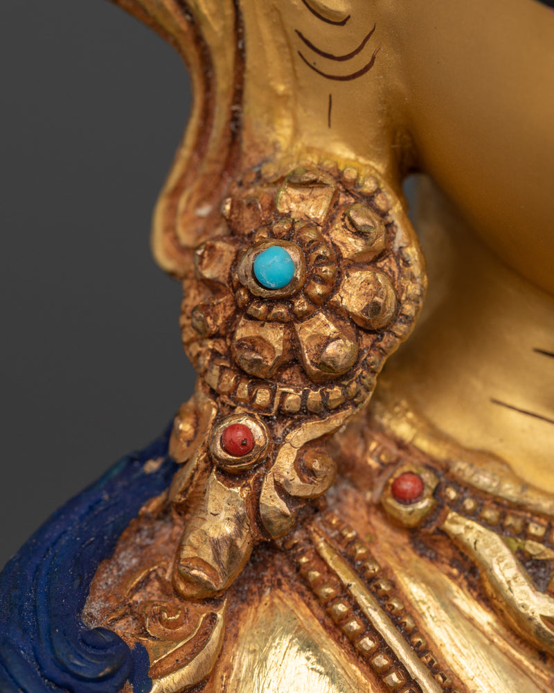 The Bodhisattva of Wisdom | Manjushri Gold Gilded Statue