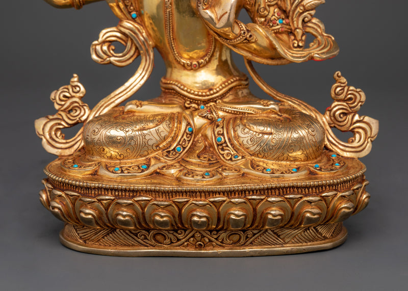 The Bodhisattva of Wisdom | Manjushri Gold Gilded Statue