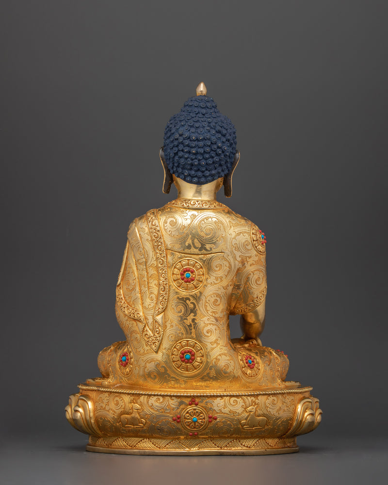 Shakyamuni Buddha Copper Sculpture | Gold-Gilded Art for Your Buddhist Shrine