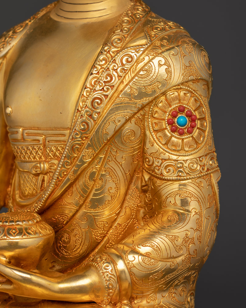 Shakyamuni Buddha Copper Sculpture | Gold-Gilded Art for Your Buddhist Shrine