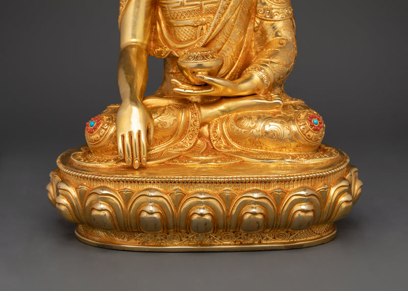 Shakyamuni Buddha Copper Sculpture | Gold-Gilded Art for Your Buddhist Shrine