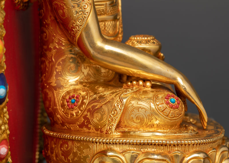 Shakyamuni Buddha Seated on Throne | Majestic Copper Sculpture for Your Sacred Space