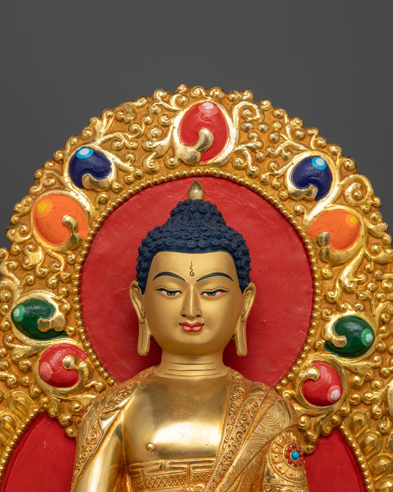 Shakyamuni Buddha Seated on Throne | Majestic Copper Sculpture for Your Sacred Space